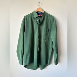 Vintage 90s Tommy Hilfiger Forest Green Crest Shirt Size Large